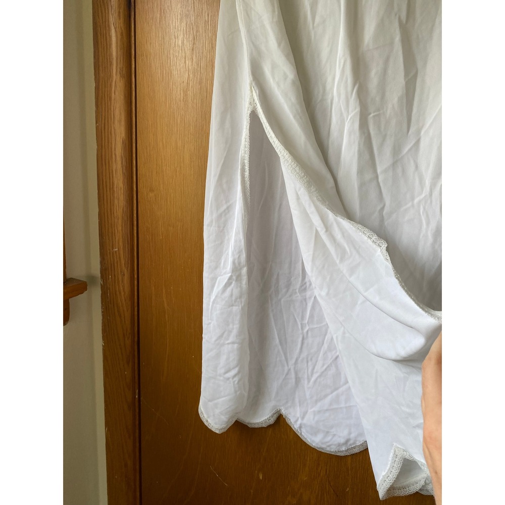 Vintage Scalloped Lace Hem White Maxi Half Slip Small Sheer Victorian Femme Boho - Picture 2 of 4